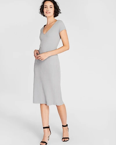 Sleeveless V-Neck Sweater Dress