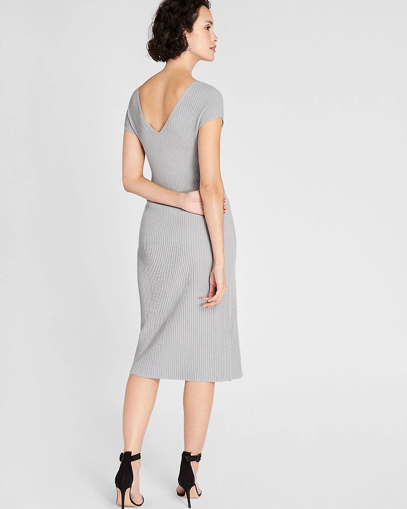 Sleeveless V-Neck Sweater Dress