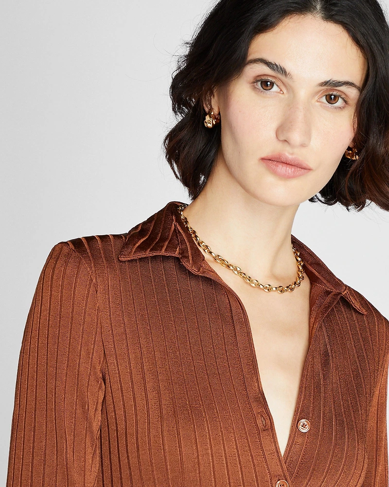 Long-Sleeve Ribbed Cardi