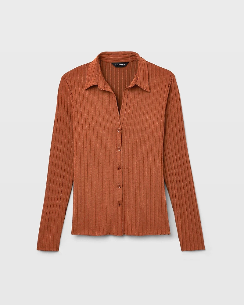 Long-Sleeve Ribbed Cardi
