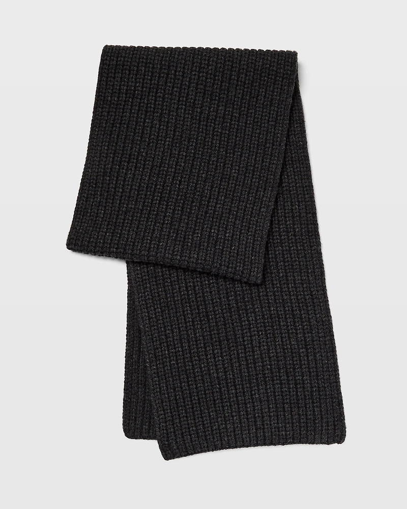 Wool Blend Ribbed-Knit Scarf