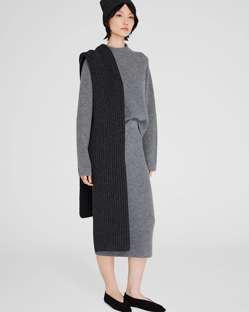 Wool Blend Ribbed-Knit Scarf