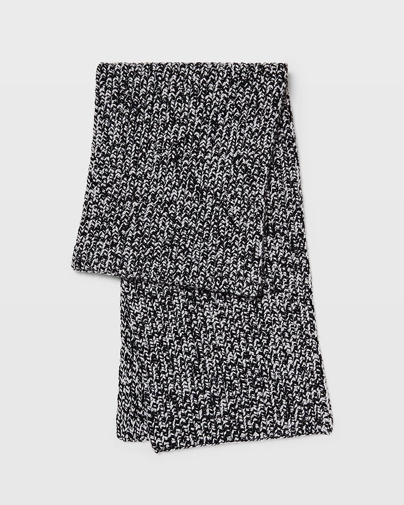Wool Blend Ribbed-Knit Scarf