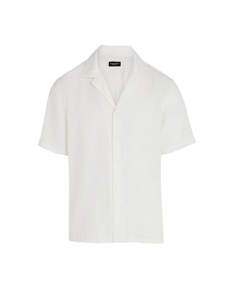 Short Sleeve Camp Collar Seersucker Shirt