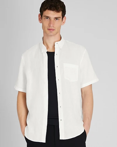 Short Sleeve Slim Linen Shirt