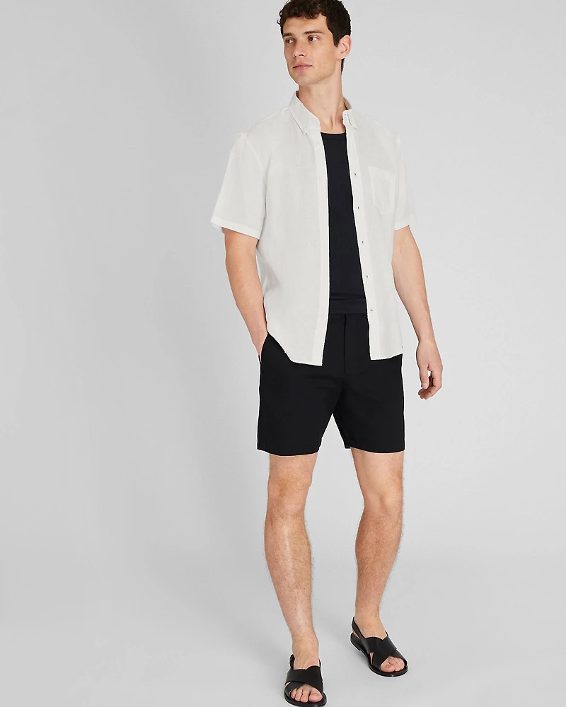 Short Sleeve Slim Linen Shirt