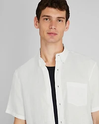 Short Sleeve Slim Linen Shirt