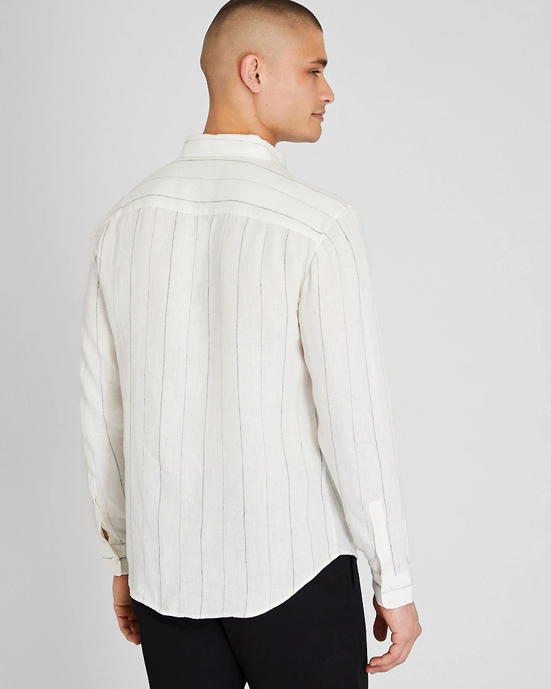 Long Sleeve Wide Stripe Linen Shirt