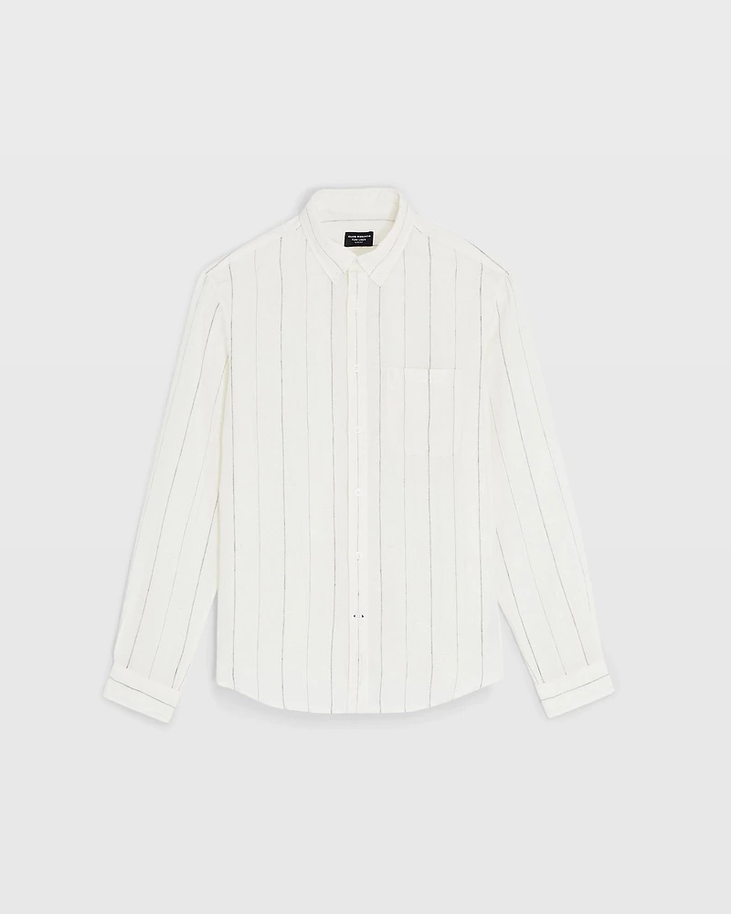 Long Sleeve Wide Stripe Linen Shirt