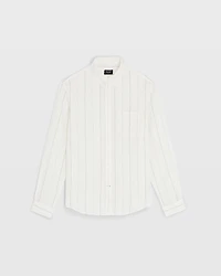 Long Sleeve Wide Stripe Linen Shirt