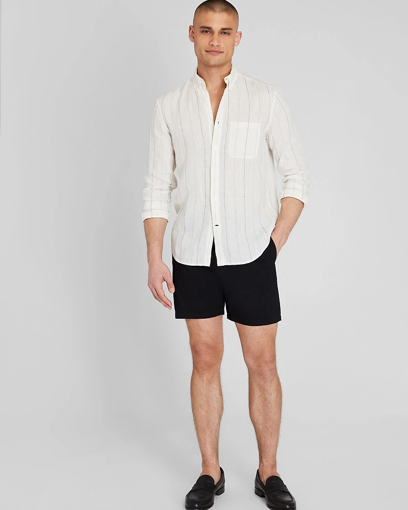 Long Sleeve Wide Stripe Linen Shirt