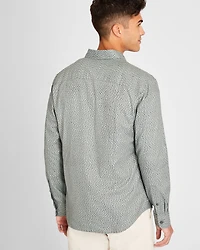 Long-Sleeve Textured Print Poplin Shirt