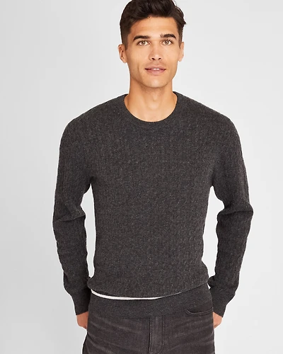 Cable Tipped Crewneck