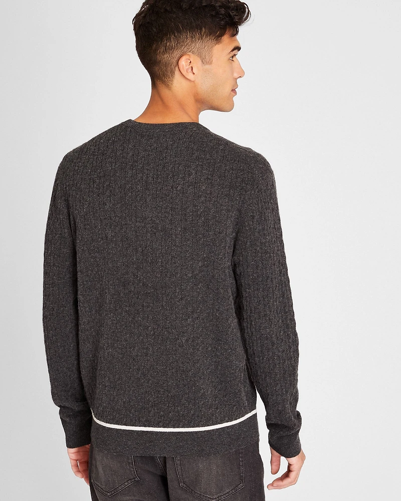 Cable Tipped Crewneck