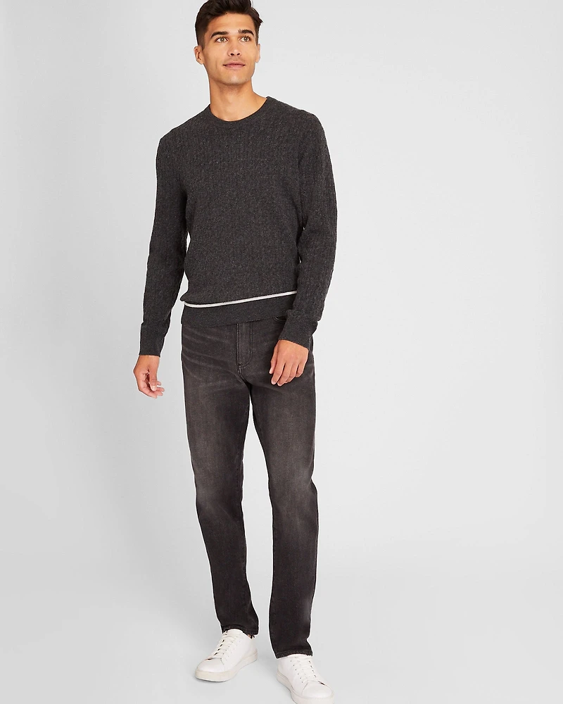 Cable Tipped Crewneck