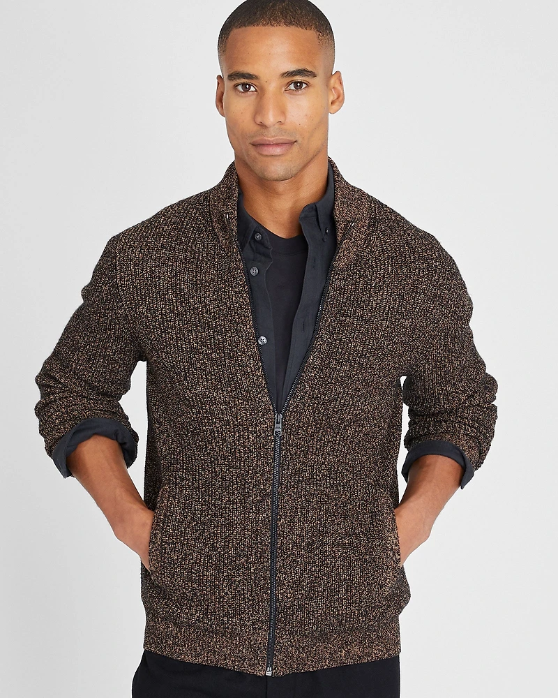 Textural Mouline Full Zip Sweater