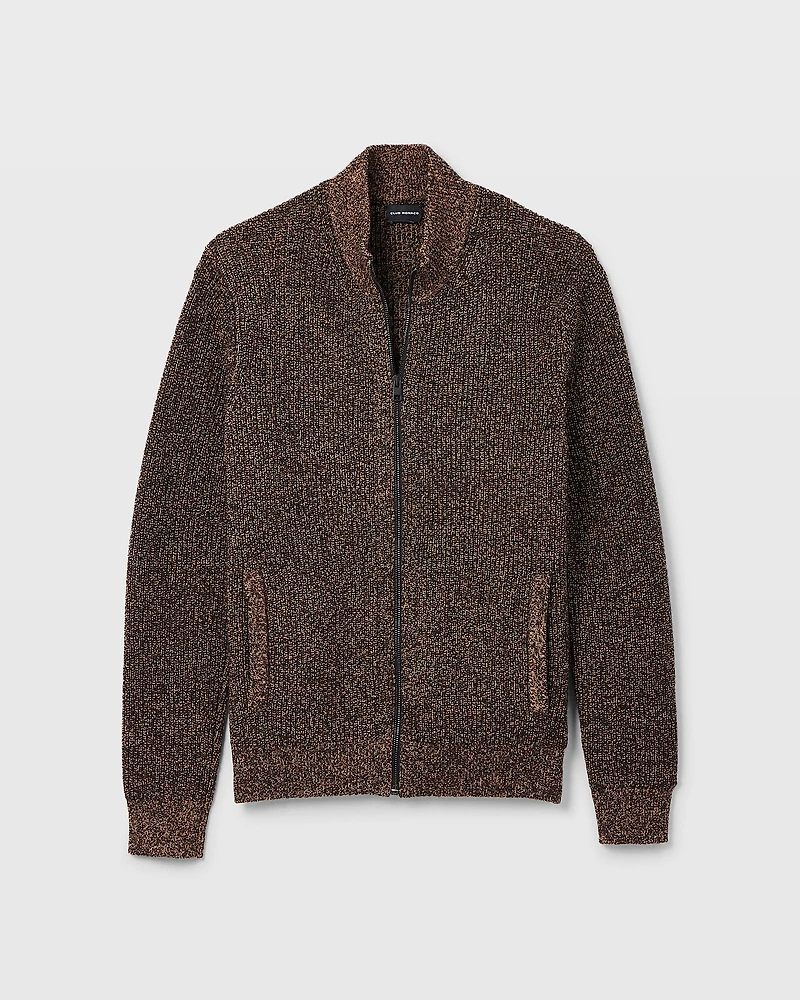 Textural Mouline Full Zip Sweater
