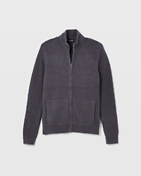 Bouclé Waffle Stitch Full Zip Sweater