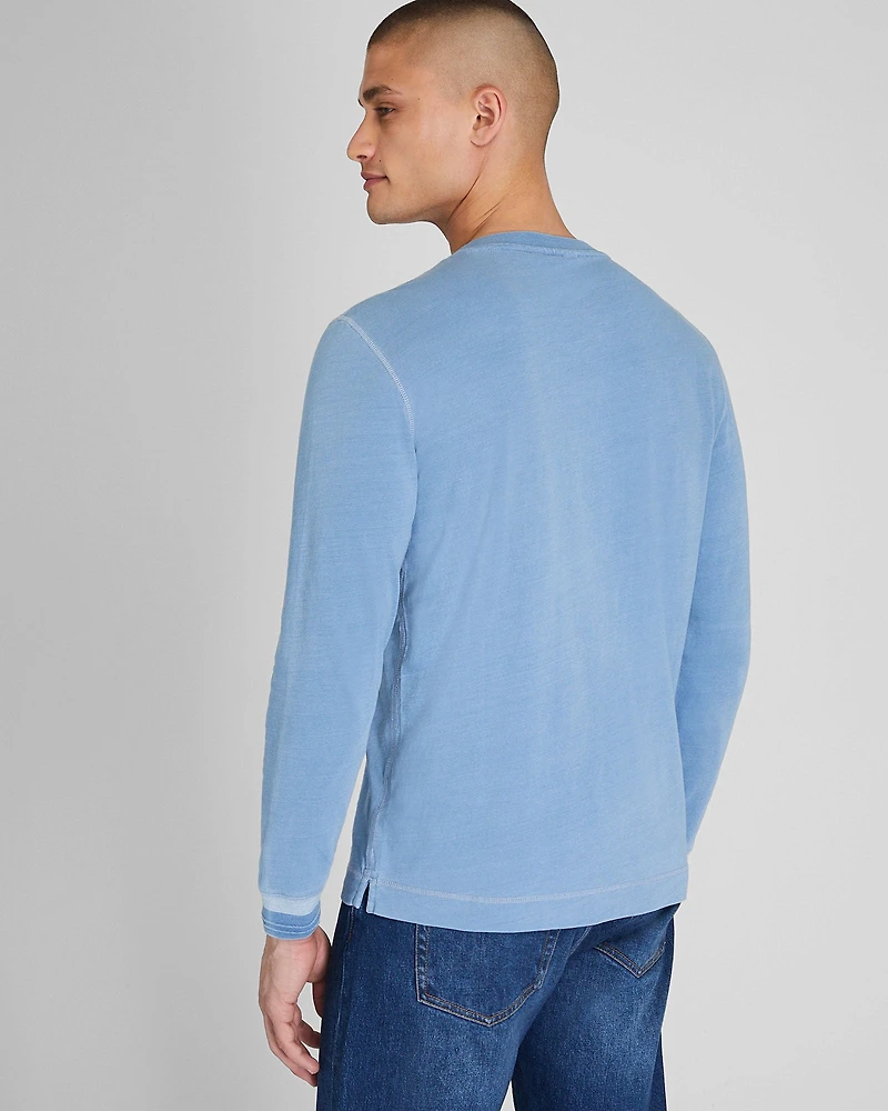 Long-Sleeve Indigo Henley