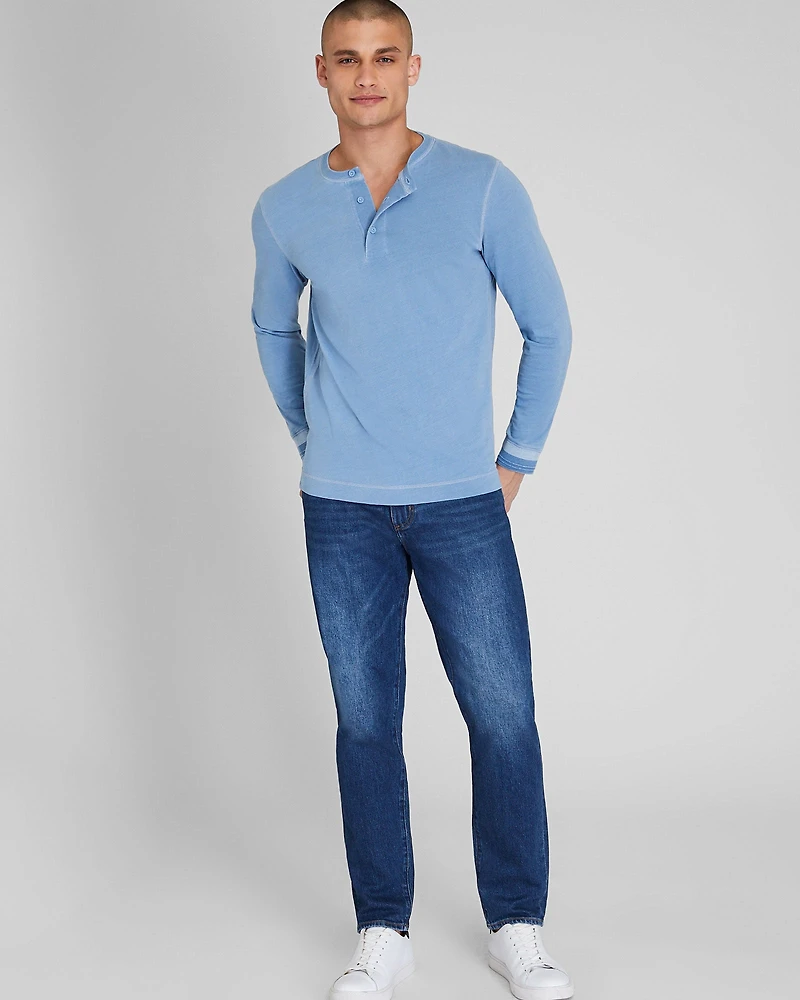 Long-Sleeve Indigo Henley
