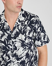 Short Sleeve Camp Collar Mojito Floral Print Shirt