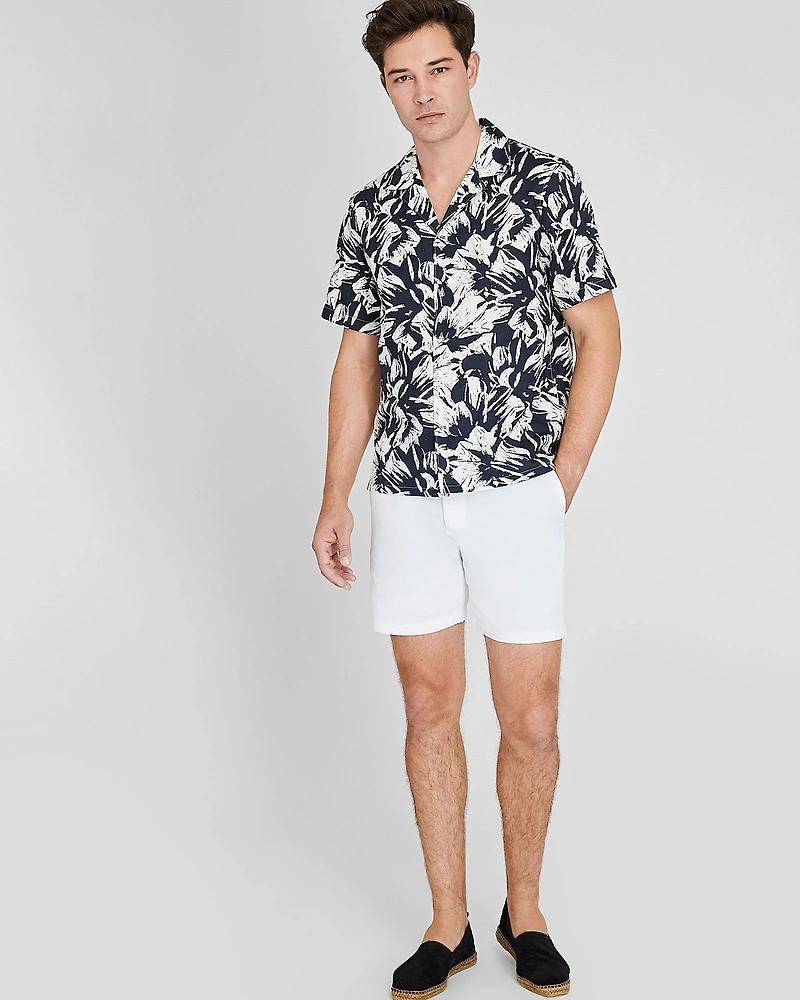 Short Sleeve Camp Collar Mojito Floral Print Shirt