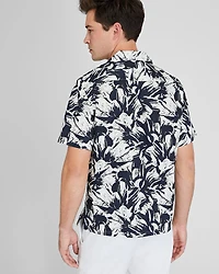 Short Sleeve Camp Collar Mojito Floral Print Shirt