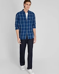Long-Sleeve Relaxed Indigo Twill Shirt Jacket