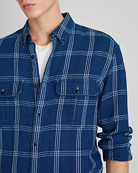 Long-Sleeve Relaxed Indigo Twill Shirt Jacket