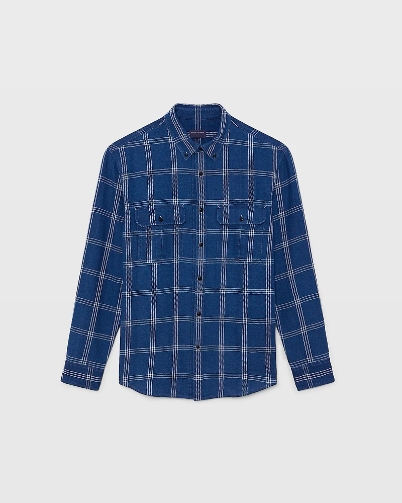 Long-Sleeve Relaxed Indigo Twill Shirt Jacket