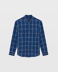 Long-Sleeve Relaxed Indigo Twill Shirt Jacket