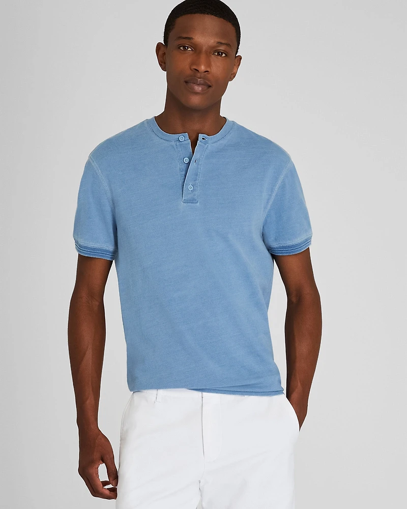 Short Sleeve Indigo Henley