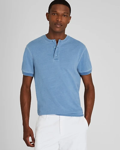 Short Sleeve Indigo Henley