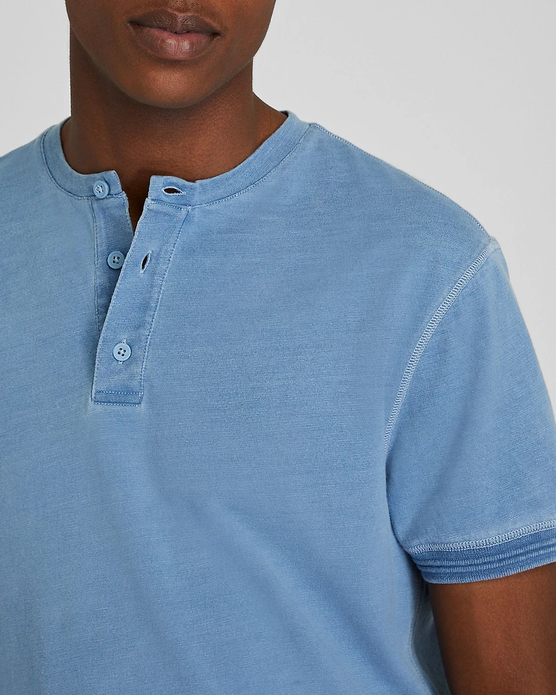 Short Sleeve Indigo Henley