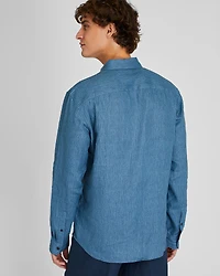 Long-Sleeve Double Stripe Linen Shirt