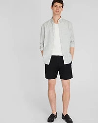 Long-Sleeve Grid Linen Shirt