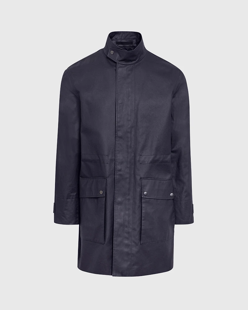 Casual Waxed-Cotton Mac Coat