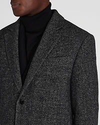 Textured Wool Blend Herringbone Coat