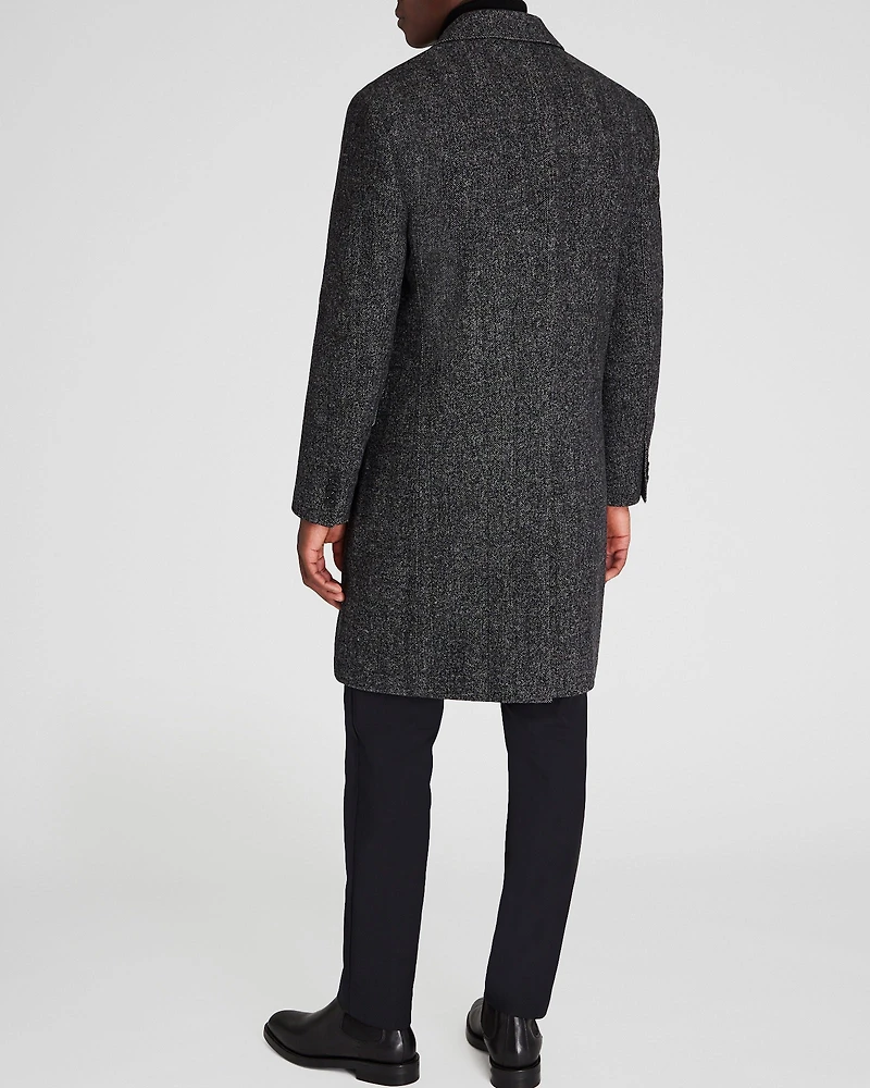 Textured Wool Blend Herringbone Coat