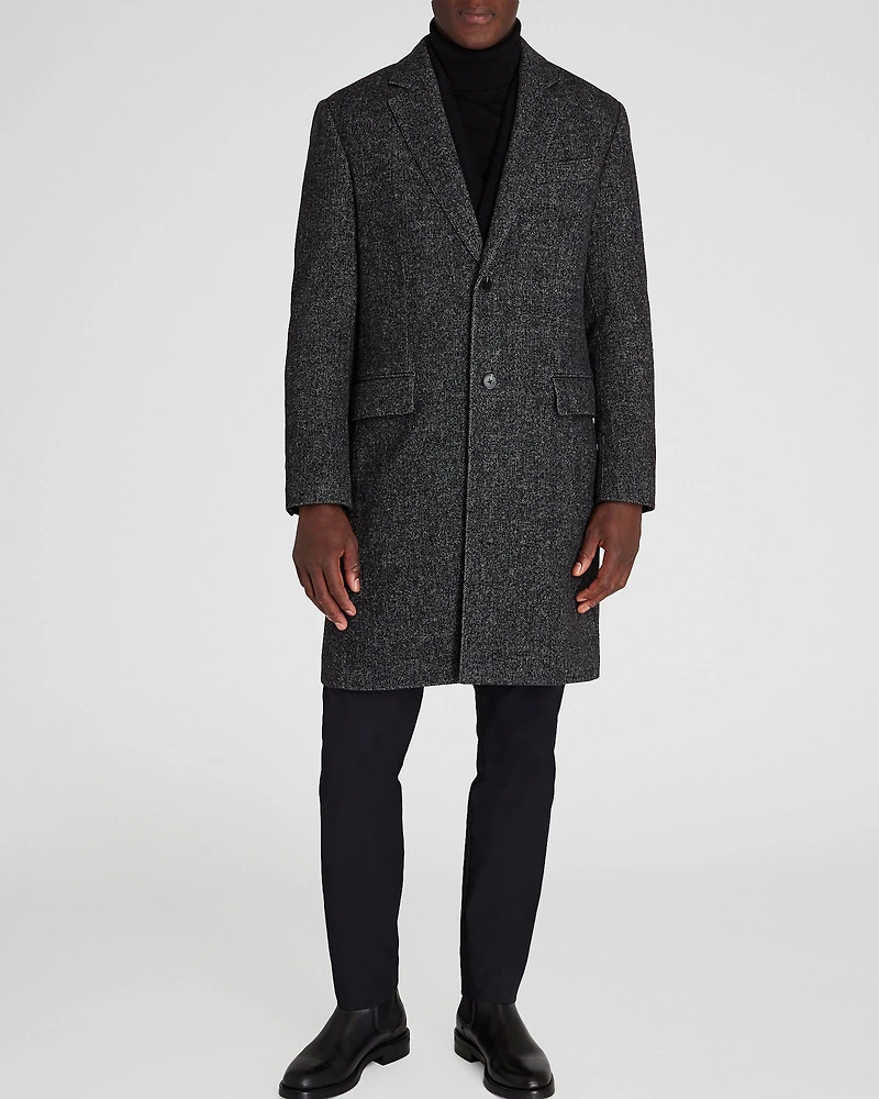 Textured Wool Blend Herringbone Coat