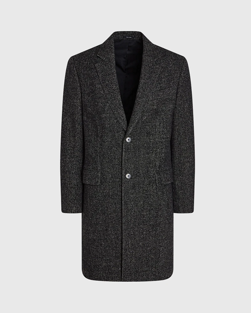 Textured Wool Blend Herringbone Coat
