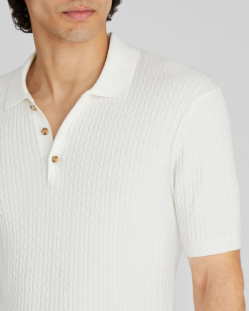 Short-Sleeve Cable Polo