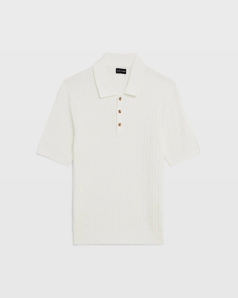 Short-Sleeve Cable Polo