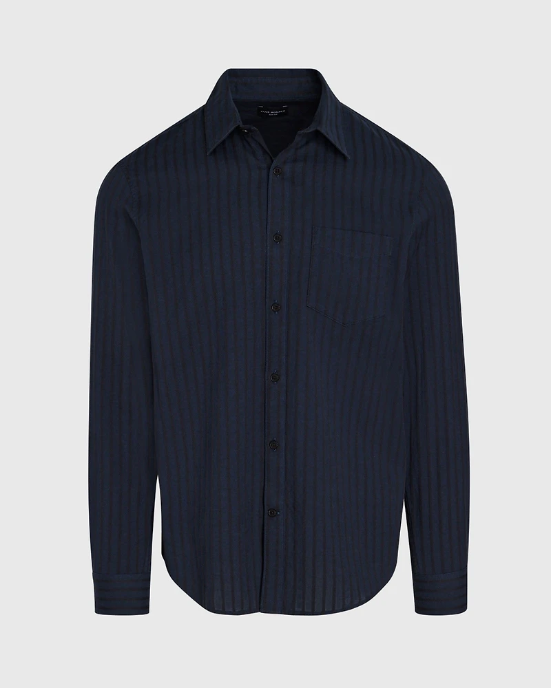 Long-Sleeve Textured Stripe Shirt