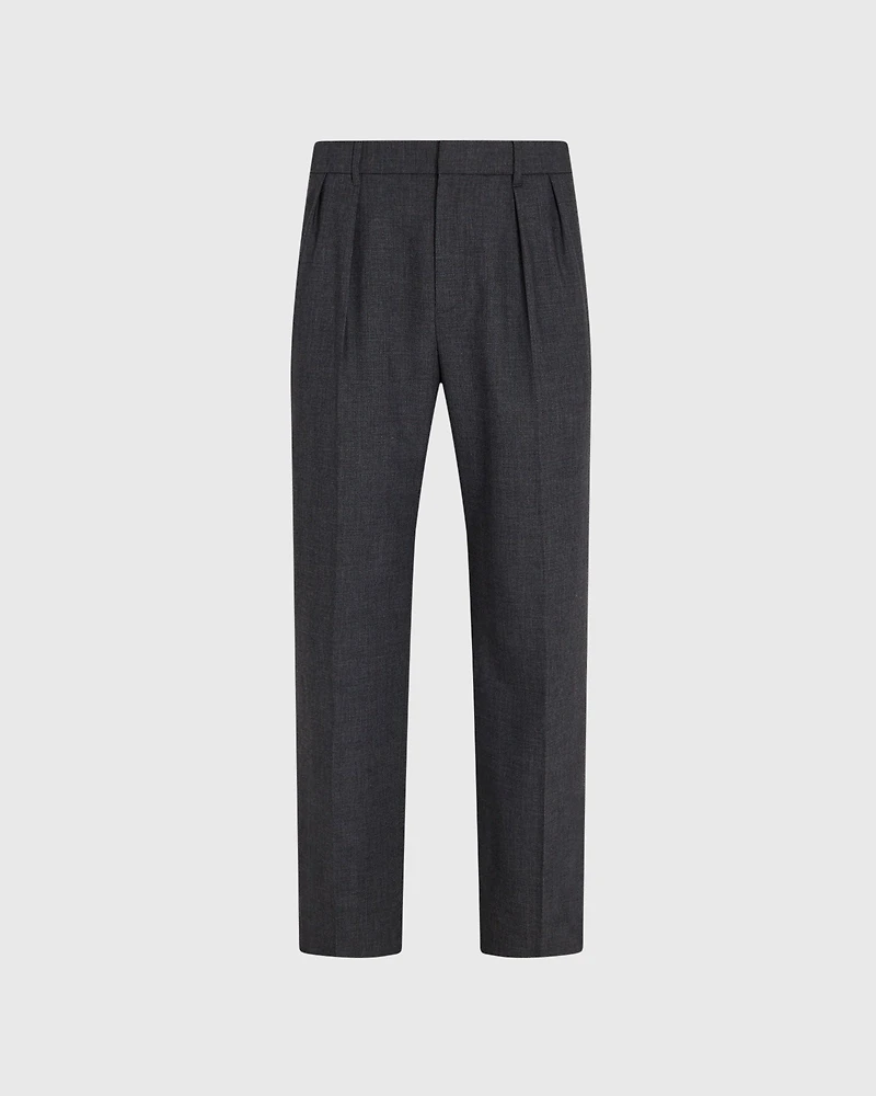 Pleated Wool Blend Trouser