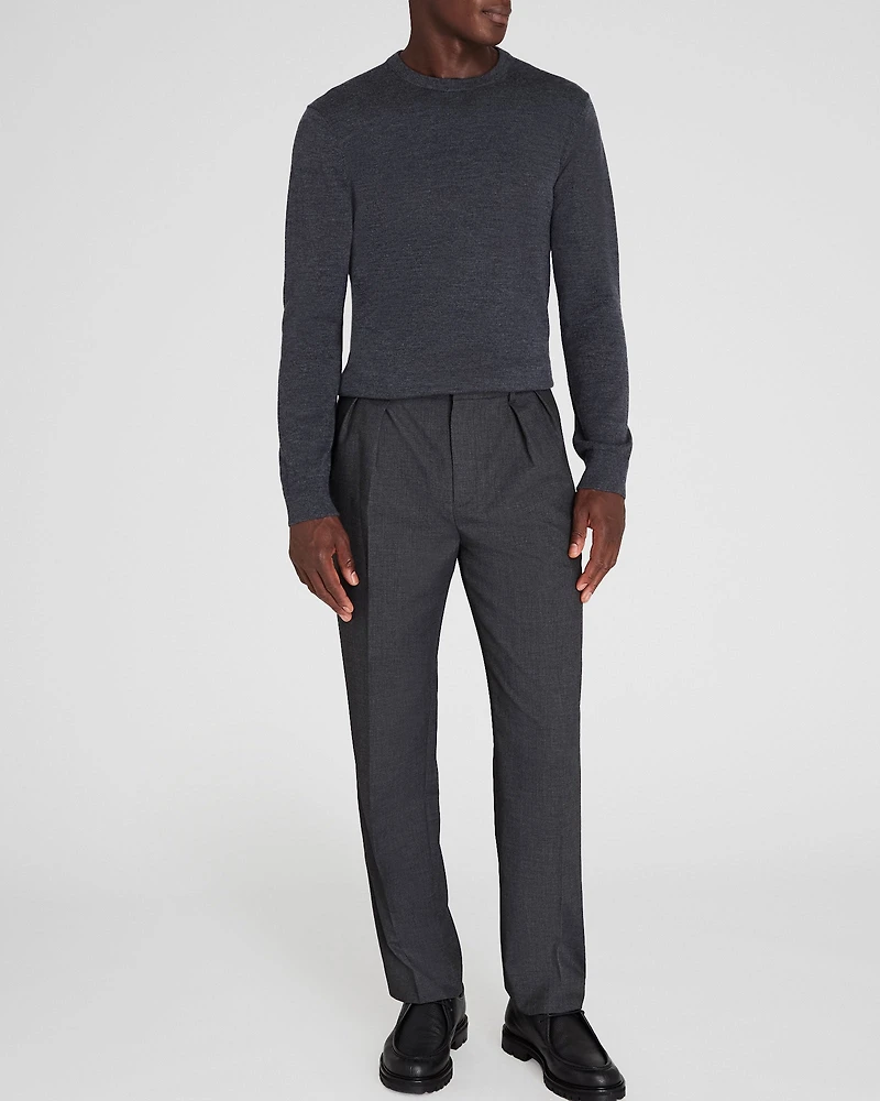 Pleated Wool Blend Trouser