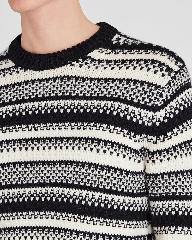Textured Striped Crewneck