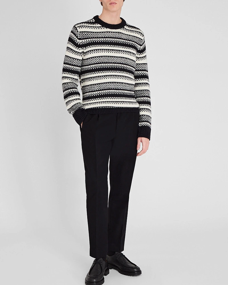 Textured Striped Crewneck