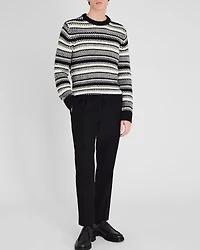 Textured Striped Crewneck