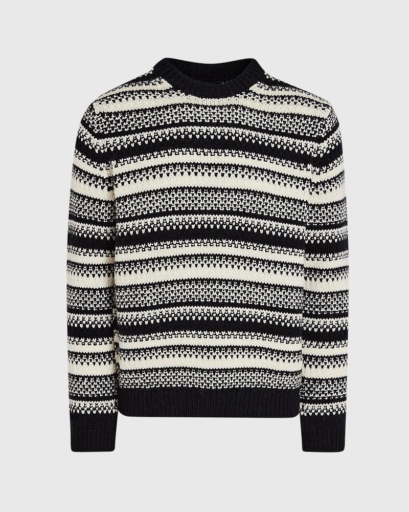 Textured Striped Crewneck